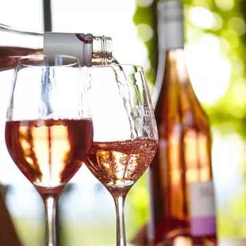 Pouring a glass of rosé wine