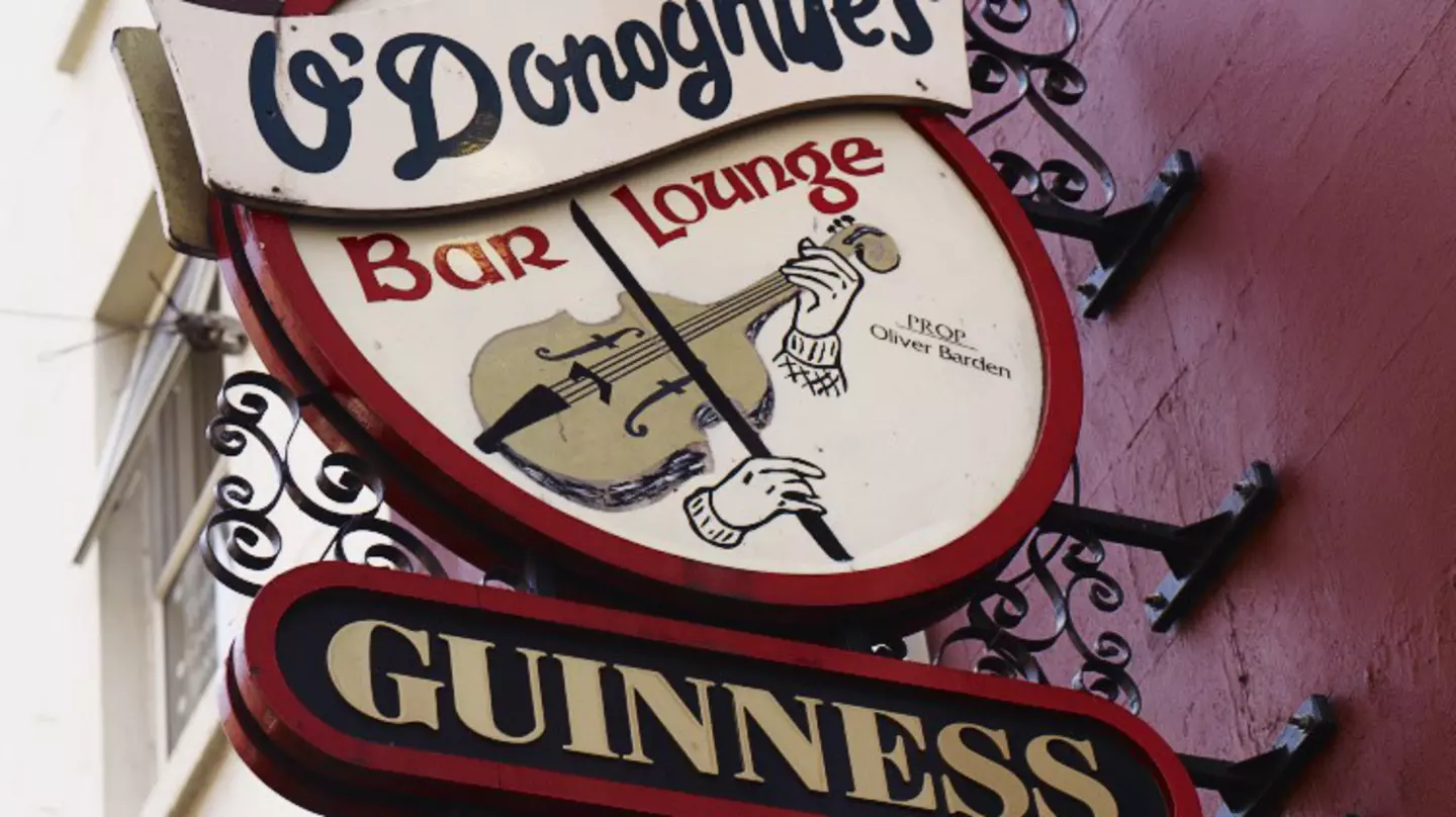 Sign outside O’Donoghue’s pub.