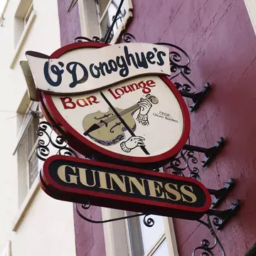 Sign outside O’Donoghue’s pub.