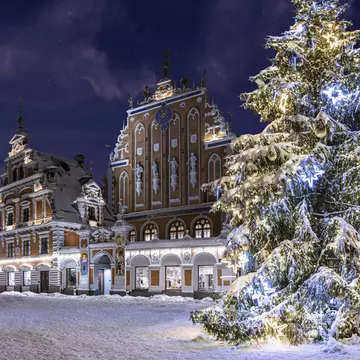 Riga in Latvia is one of the cities that claims to have invented decorating fir trees at Christmas. Maria Vonotna/Getty Images