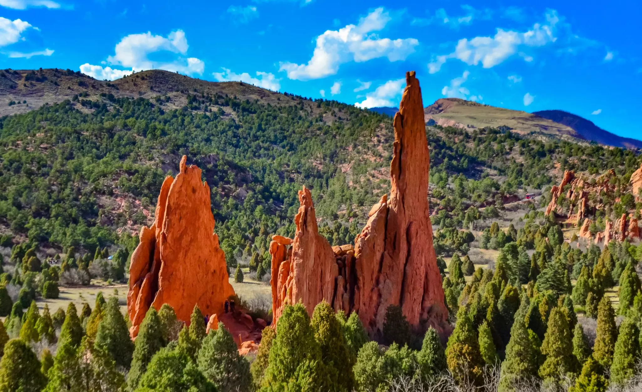Eroded red-sandstone formations. Garden of the Gods, Colorado Springs, Colorado, USA