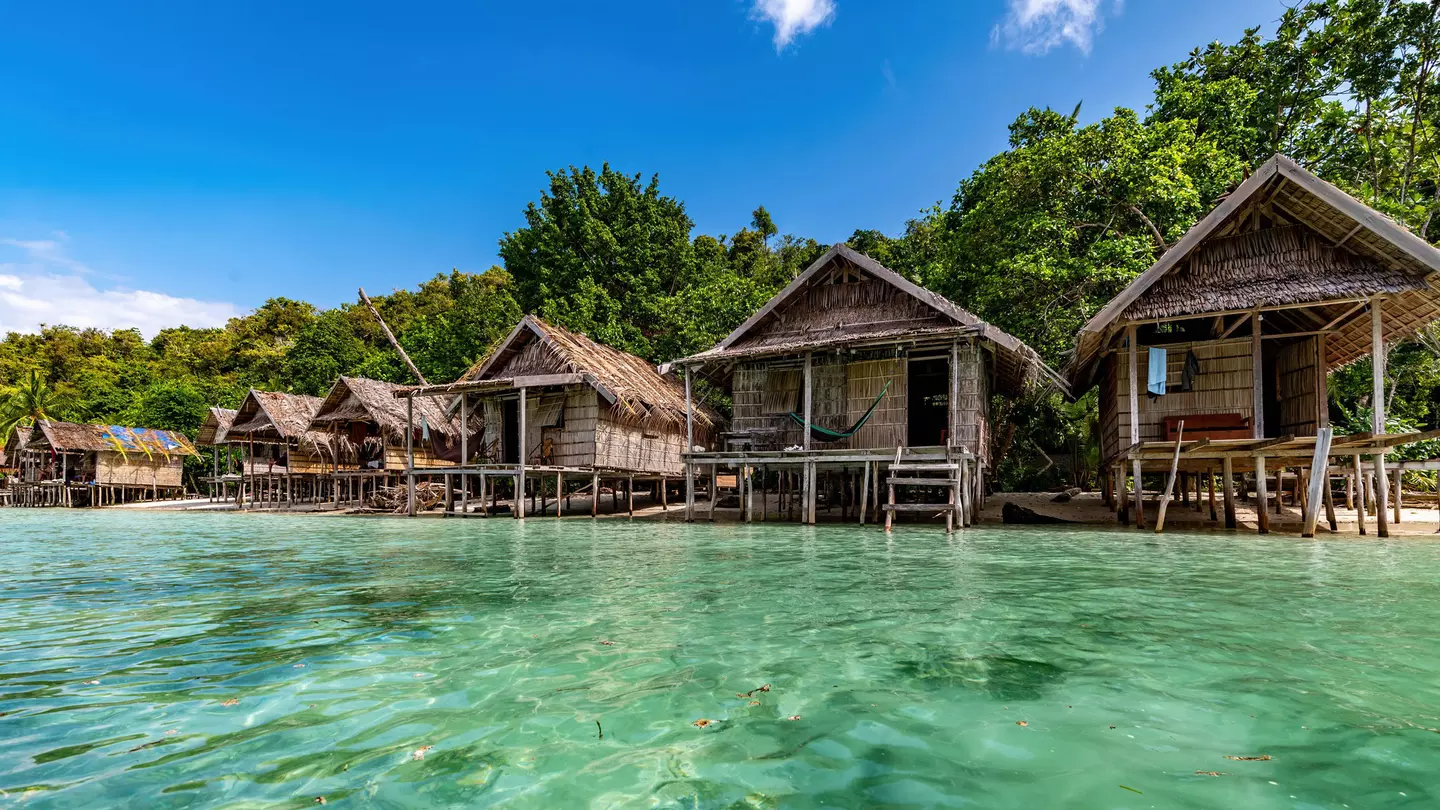 Overwater bungalows on the Raja Ampat Islands, Indonesia.