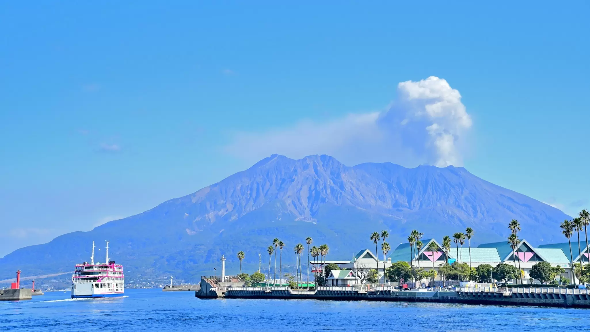 A ferry leaving Kagoshima port, Japan. hayakato/Shutterstock