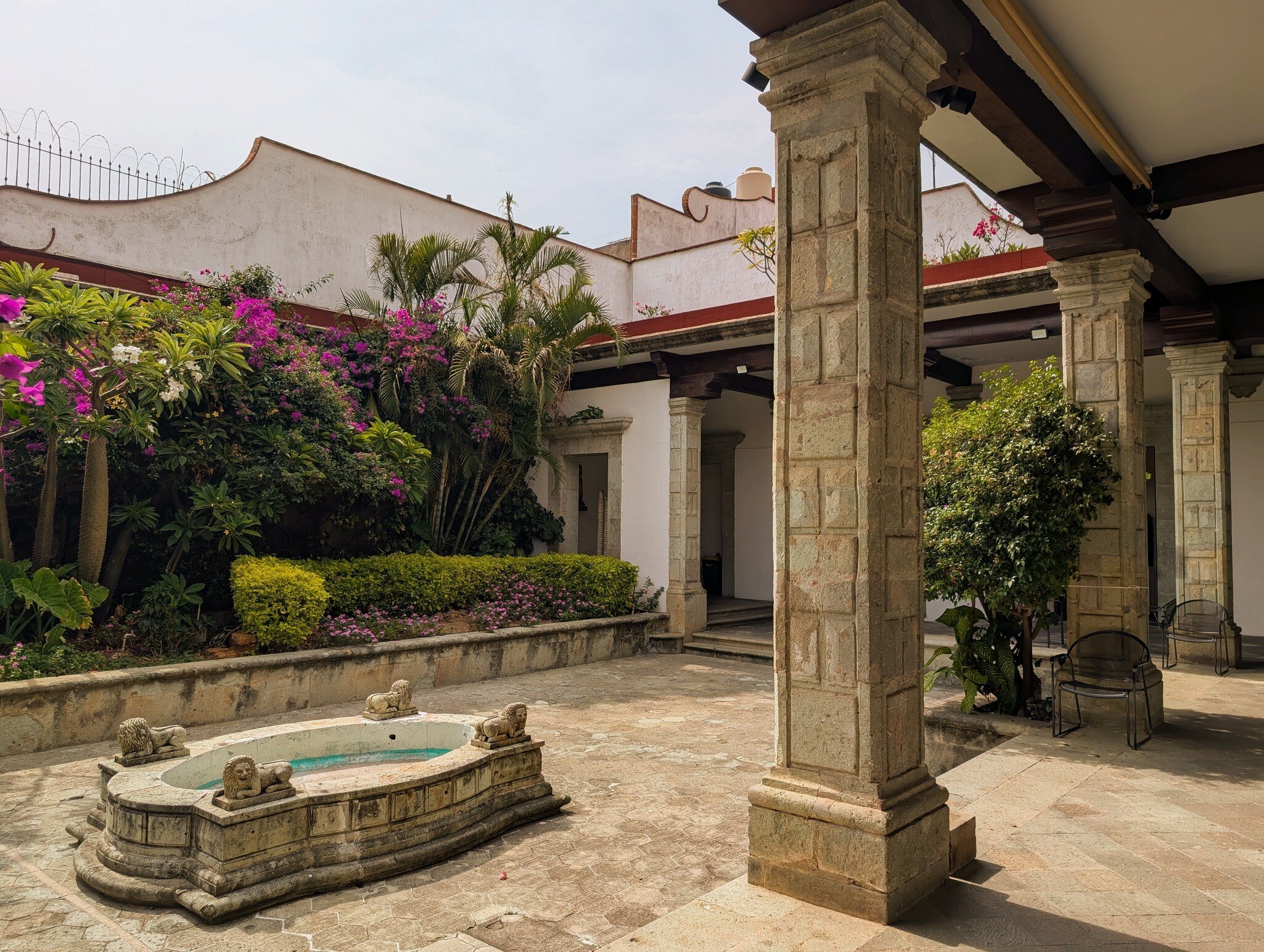 View of the courtyard of the Museo de Arte Prehispánico de México Rufino Tamayo in Oaxaca City, Mexico.