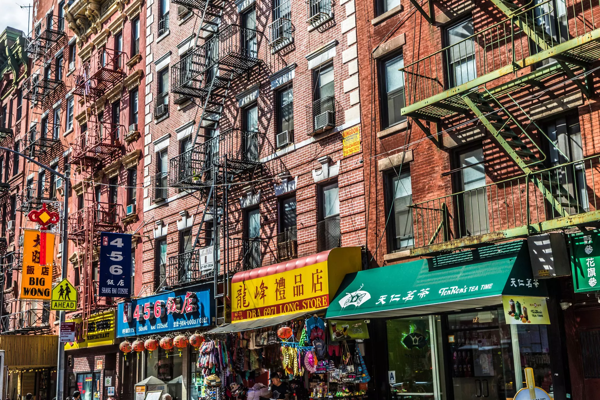Storefronts and apartments in Chinatown.