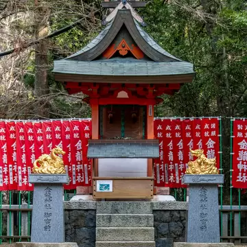Nara, Japan - March 25 2025: Sub-shrine with prayer banners at Wakamiya Jinja, Kasuga Taisha, Nara., License Type: media, Download Time: 2026-06-02T20:33:32.000Z, User: LP_NZhan, Editorial: true, purchase_order: 65050 - Digital Destinations and Articles, job: App Content, client: Lonely Planet, other: Nadine Zhan 