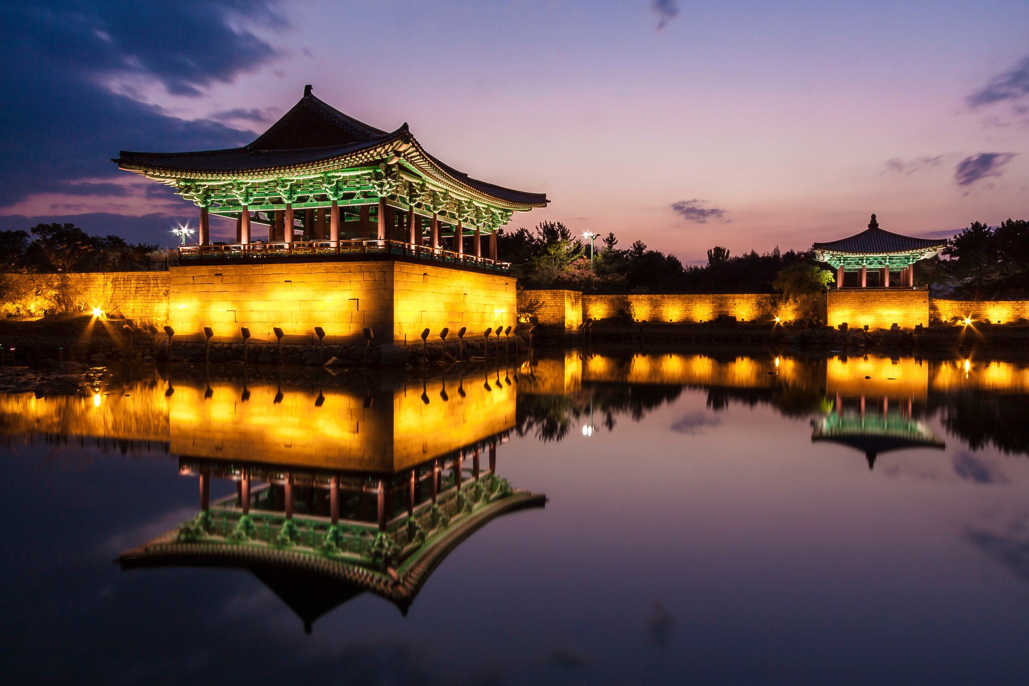 Anapji Pond Temples at Sunset, Gyeongju National Park, South Korea