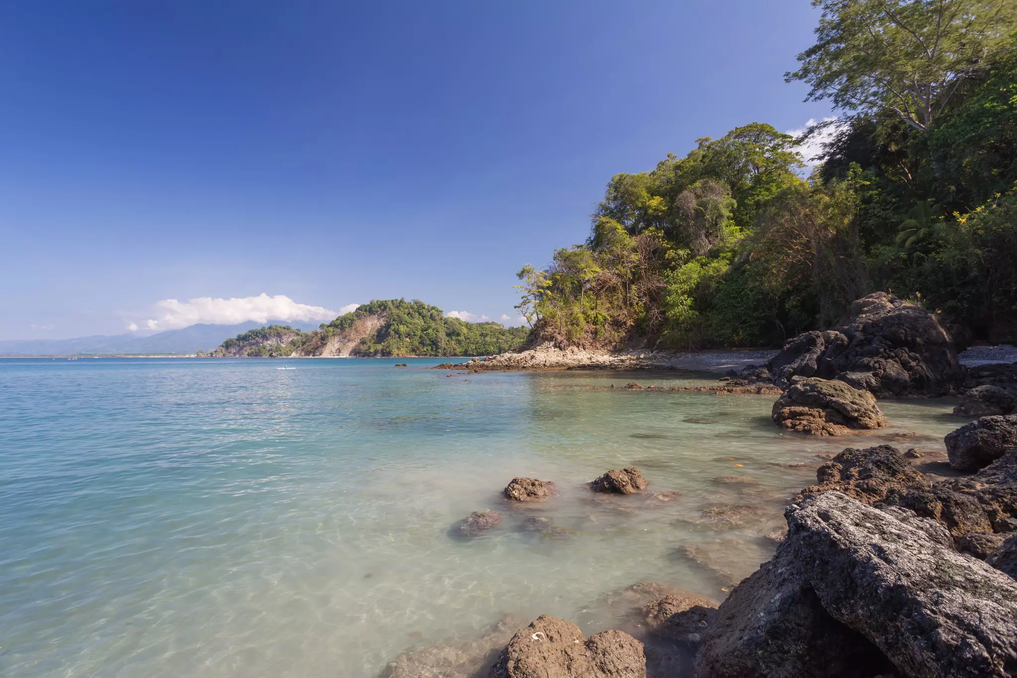 Caribbean rocky beach, landscape,Costa rica, Biesanz view