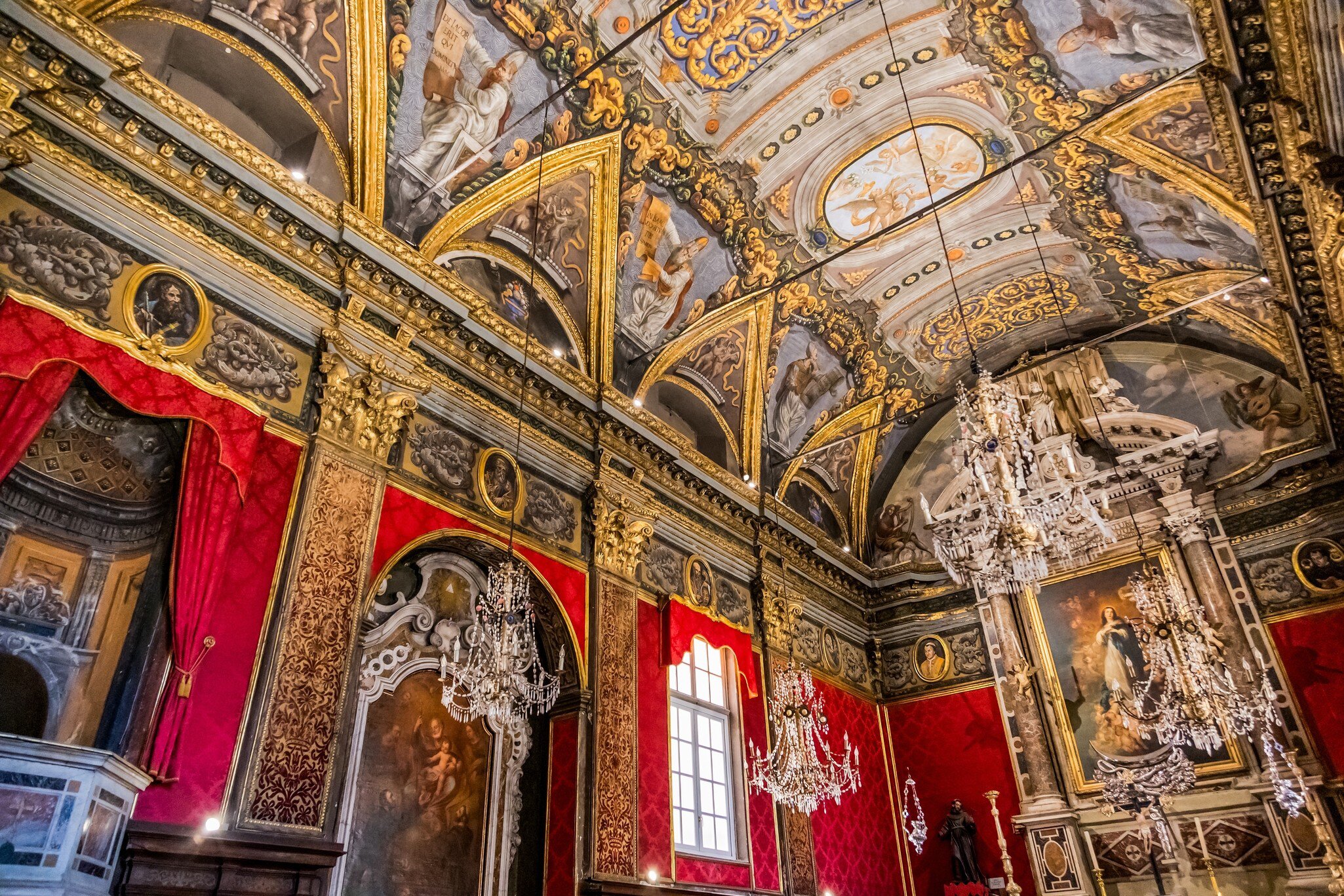 Interior of the Oratory of the Immaculate Conception of Bastia, Corsica, France.