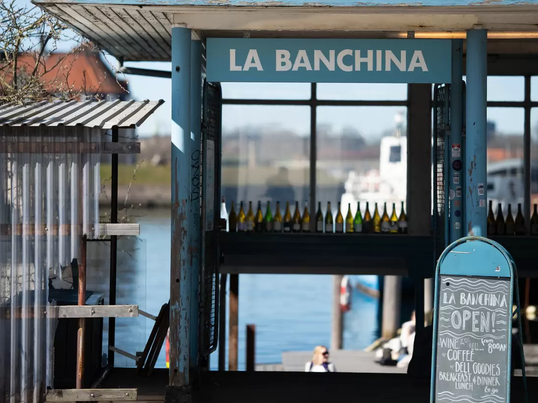 Facade of La Banchina in Copenhagen, Denmark. 