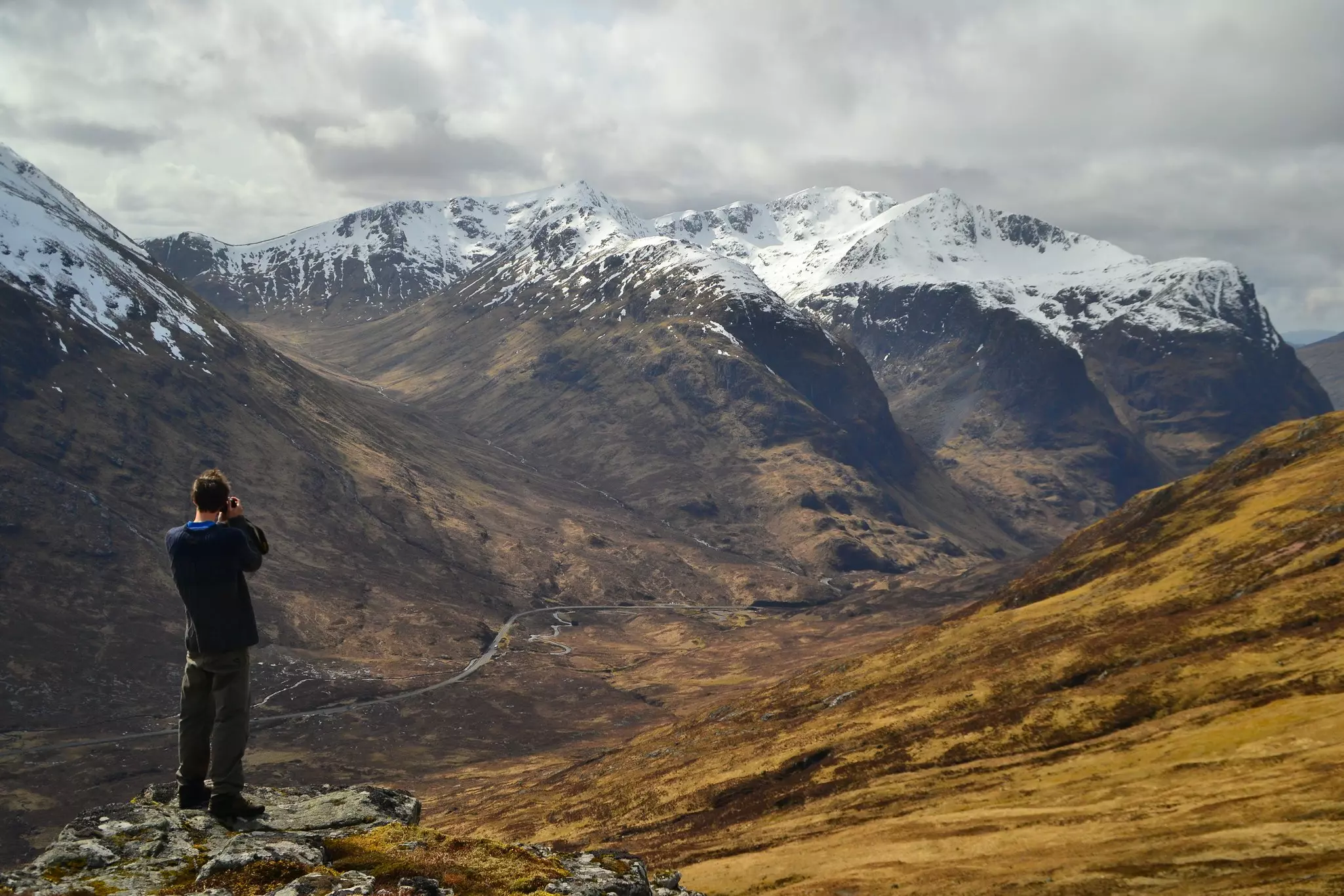 Enjoying the views on the West Highland Way, Highlands, Scotland.