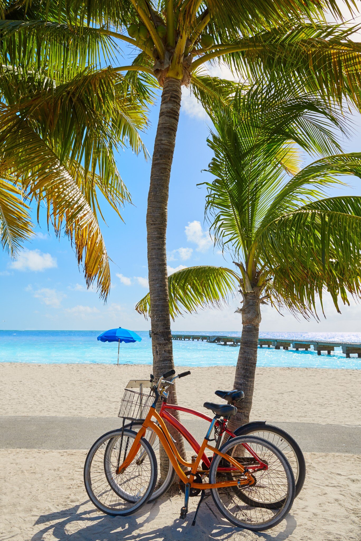 Men and women enjoy a sunny day on the sand at Higgs Beach in Key West, Florida. (January 4, 2019)