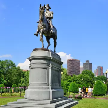 A statue of George Washington in Boston Common Park