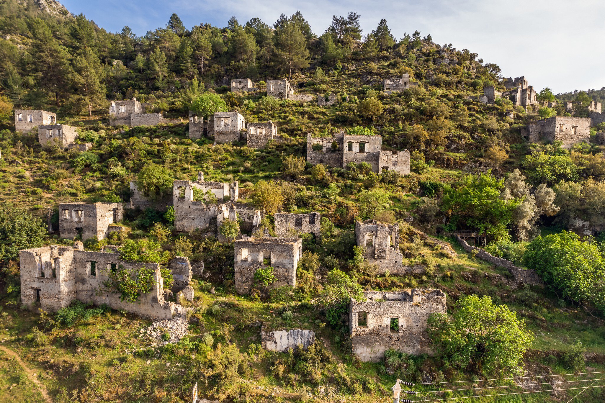 Historical Lycian village of Kayakoy, Fethiye, Mugla, Turkey. Ghost Town Kayakoy, anciently known as Lebessos and Lebessis. Abondoned Greek and turkish village.