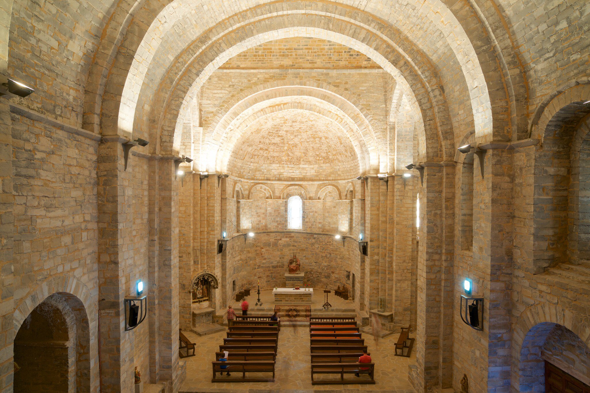 Interior view of the domed ceiling of the Iglesia de San Pedro in the village of Siresa, Spain.