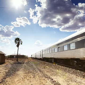 The Indian Pacific train stops in a small town on the Nullarbor Plain. Matt Munro / Lonely Planet