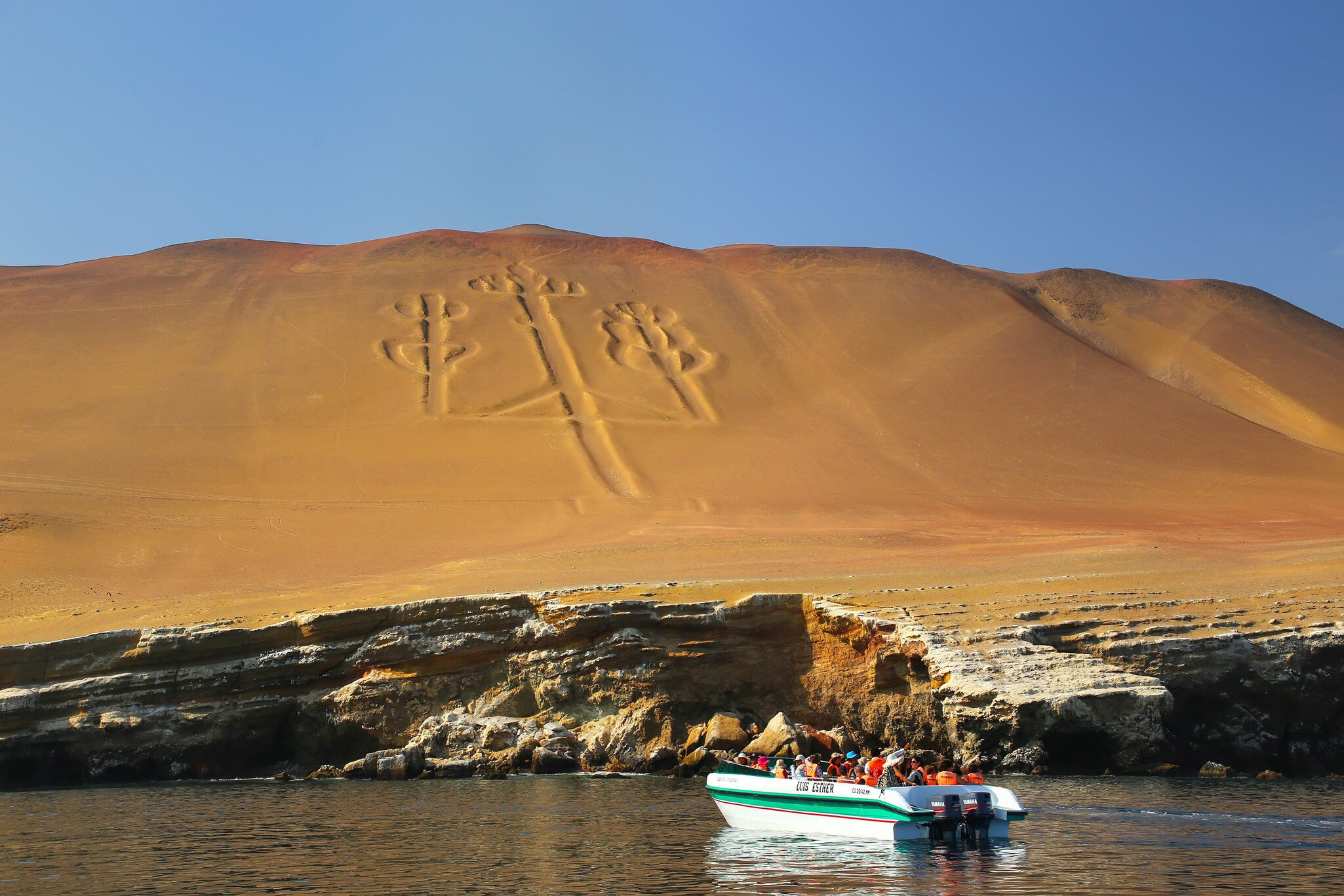 Candelabra geoglyph in Paracas National Reserve, Peru.