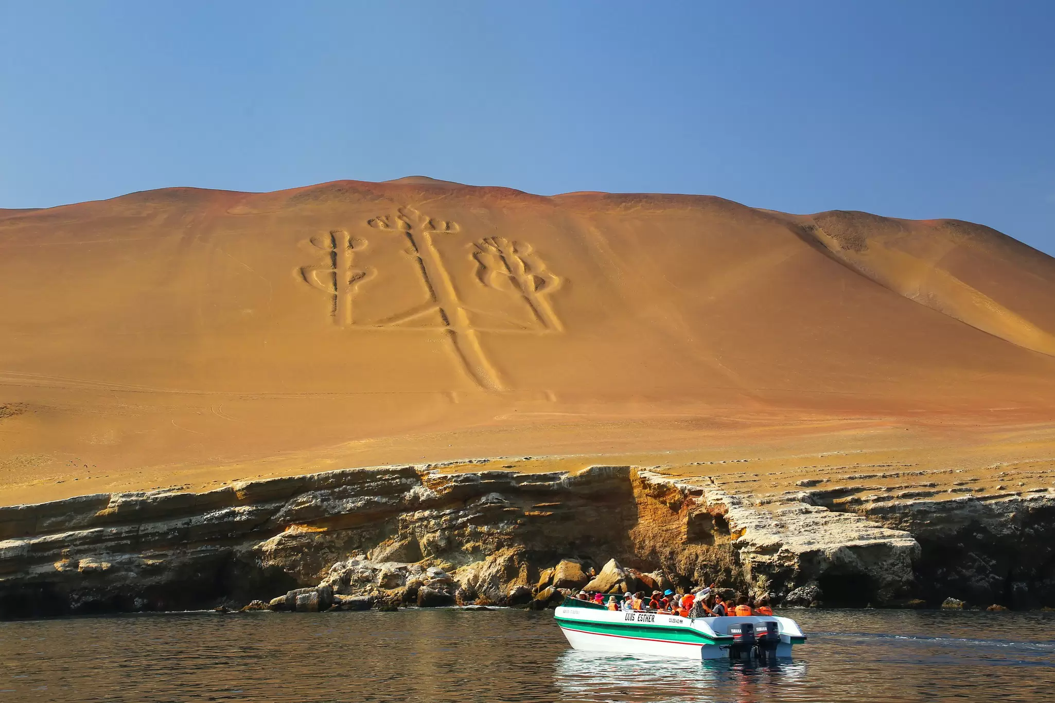 Candelabra geoglyph in Paracas National Reserve, Peru.
