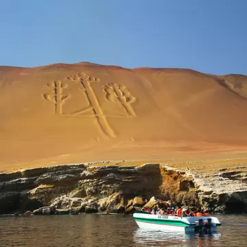 Candelabra geoglyph in Paracas National Reserve, Peru.