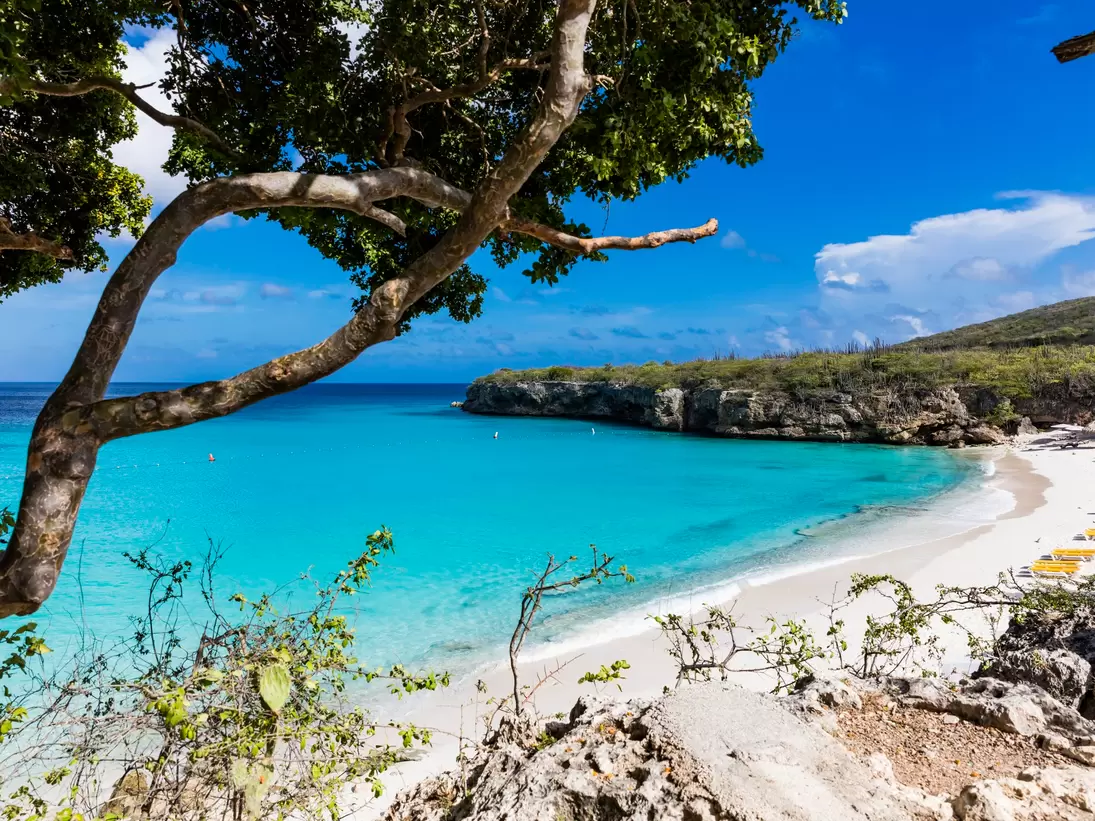 The pristine Grote Knip beach on the tropical Caribbean Island of Curacao