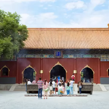 Exterior of the Lama Temple in Beijing, China.