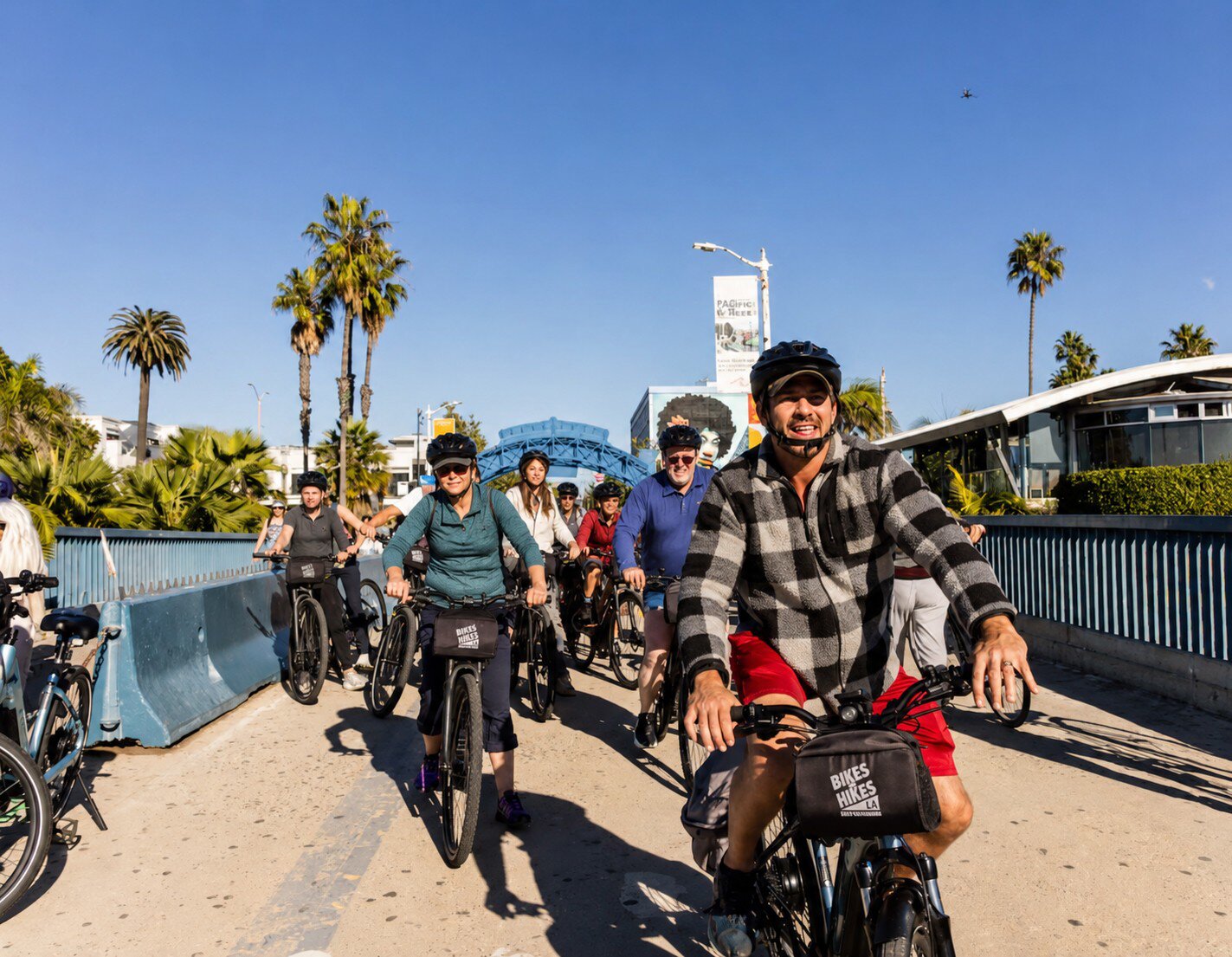 **RIGHTS MANAGED** uploaded for use on the LP app contact: liz@bikeshikes.com , info@bikeshikes.com , Bikes & Hikes LA , group of people on tour