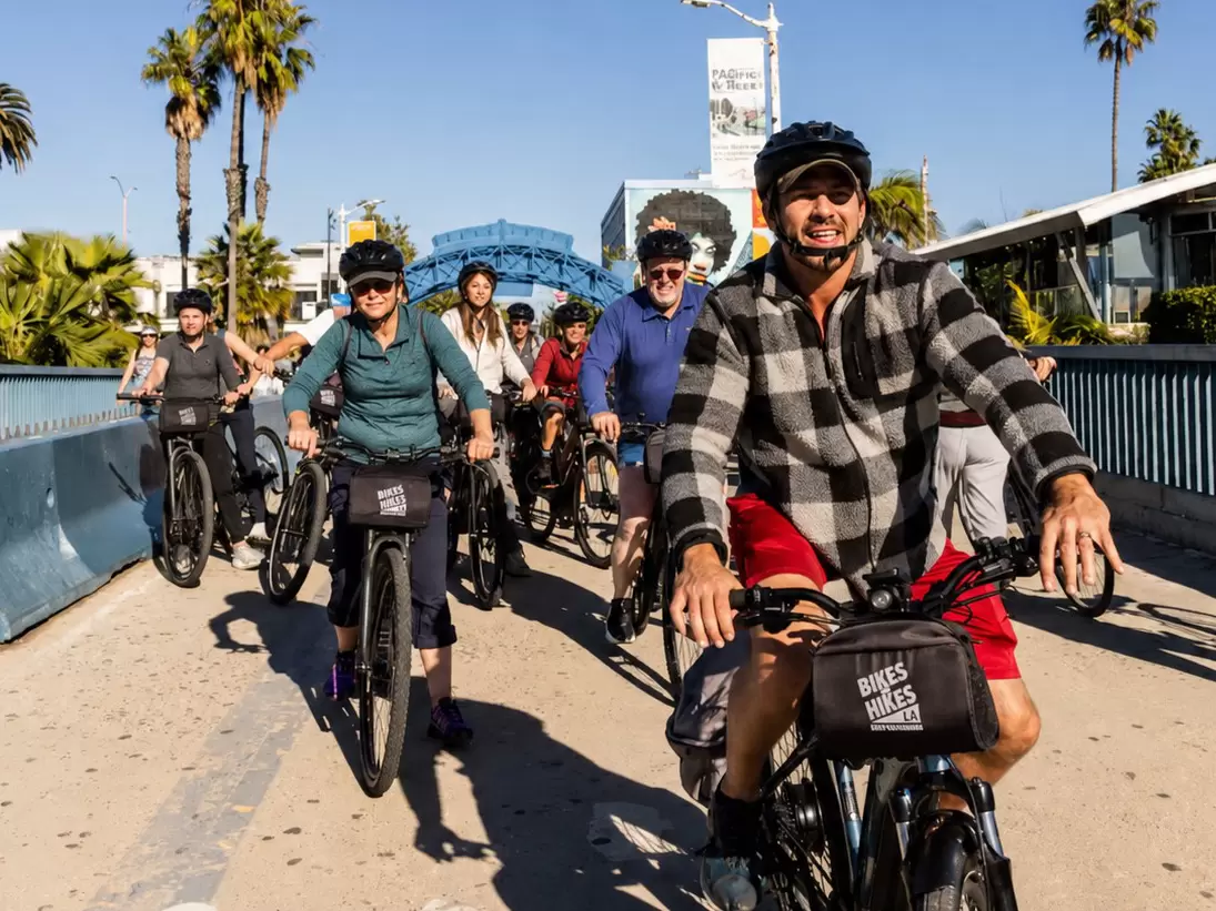 **RIGHTS MANAGED** uploaded for use on the LP app contact: liz@bikeshikes.com , info@bikeshikes.com , Bikes & Hikes LA , group of people on tour
