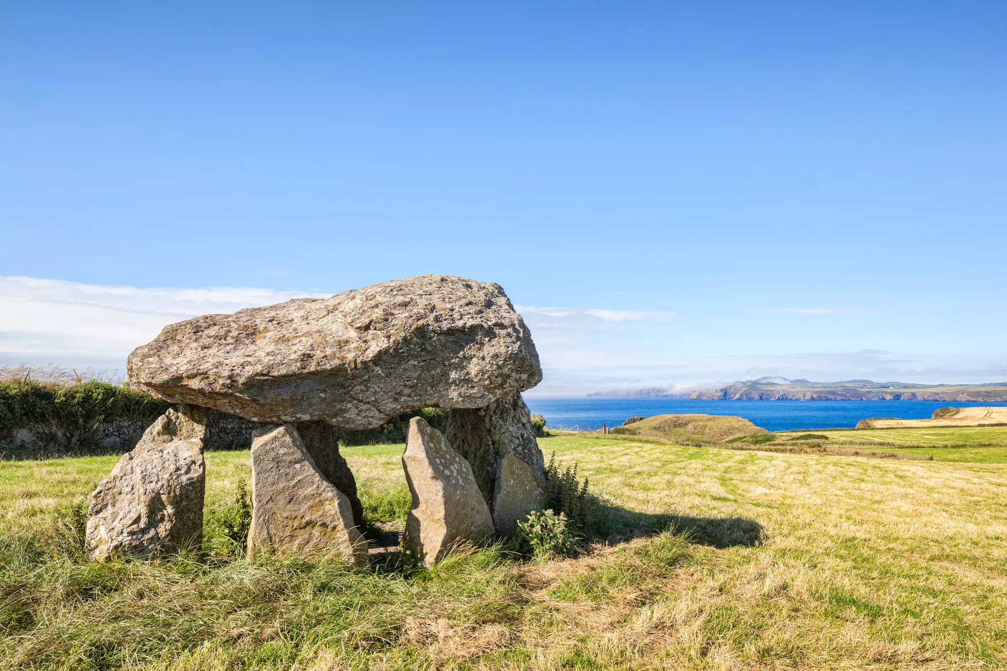 Carreg Samson, a Neolithic dolmen grave on the Pembrokeshire coast of Wales, near Abercastle.