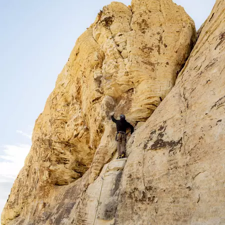 The crags and canyons of the Calico Hills area are a paradise for climbers. 