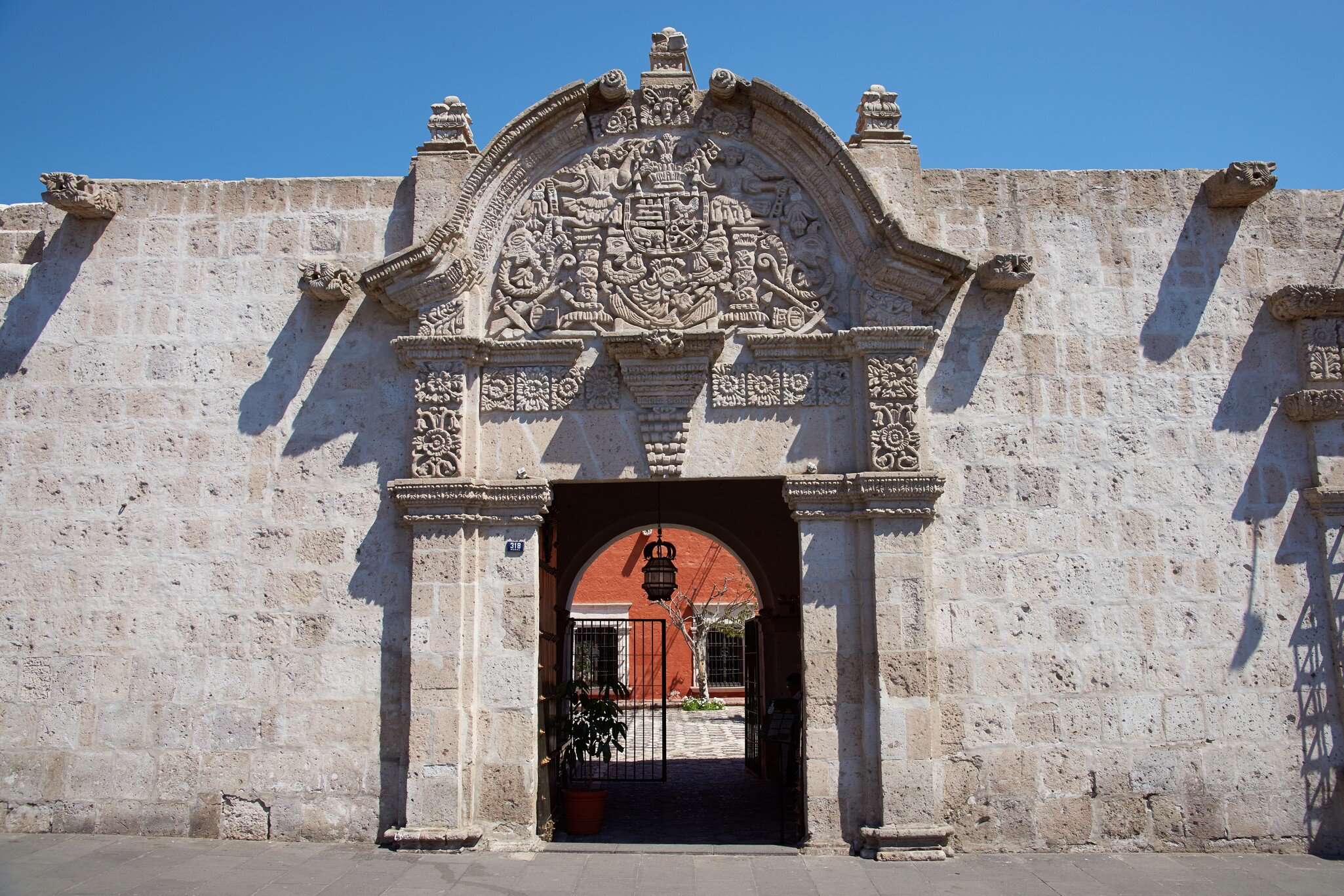 Ornate stone carved entrance to the 18th century baroque style Spanish colonial house in Arequipa, Peru, License Type: media, Download Time: 2026-06-25T19:31:24.000Z, User: LP_NZhan, Editorial: false, purchase_order: 65050 - Digital Destinations and Articles, job: App content, client: lonely planet app, other: Nadine Zhan 