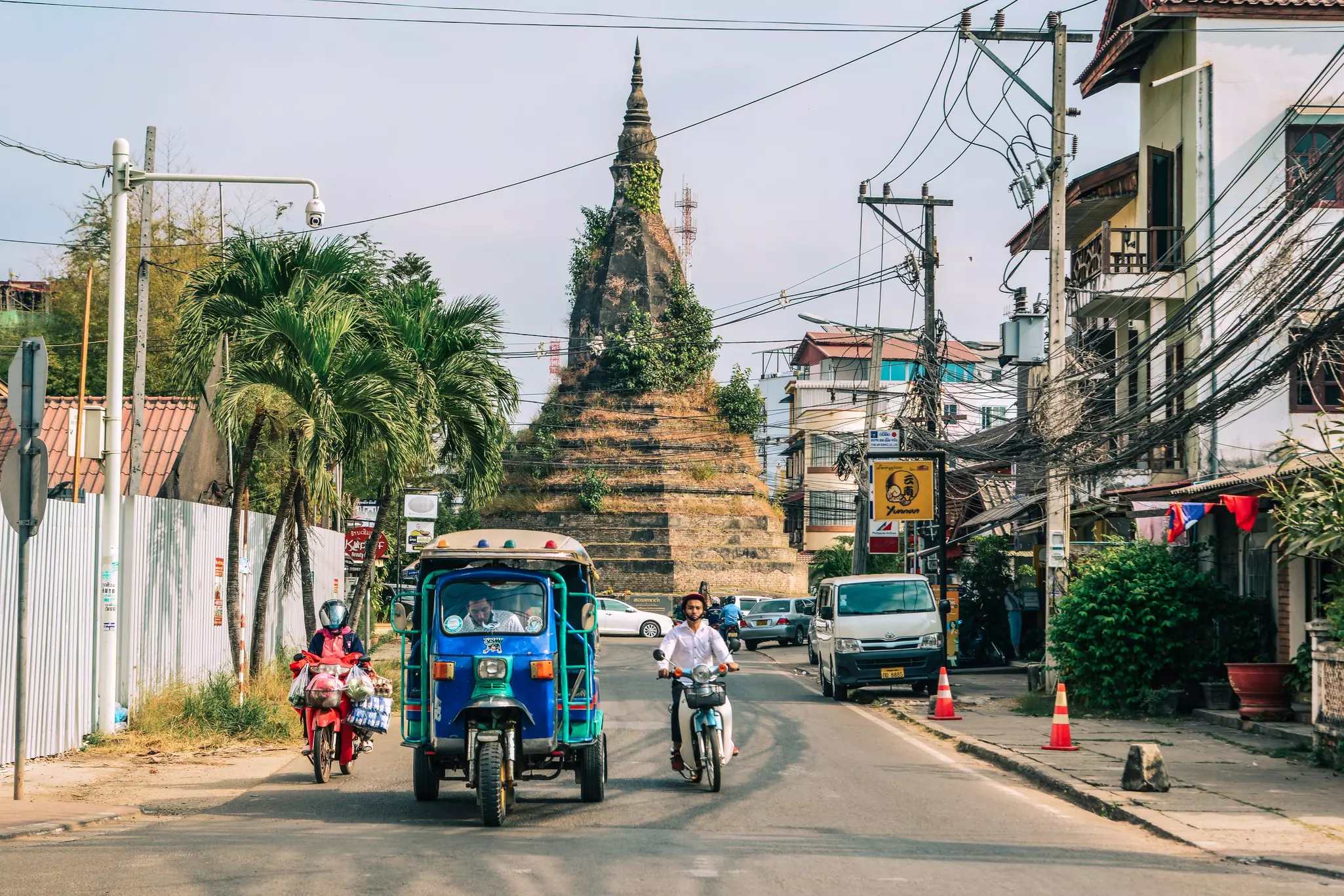 Vientiane, Laos - Jan 29, 2020. Tuk tuk taxi on street in Vientiane, Laos. Vientiane is the capital and largest city of Laos, on the banks of the Mekong River., License Type: media_digital, Download Time: 2024-08-08T20:41:00.000Z, User: bhealy950, Editorial: true, purchase_order: 65050, job: Lonely Planet Online Editorial, client: First-time guide to Laos, other: Brian Healy