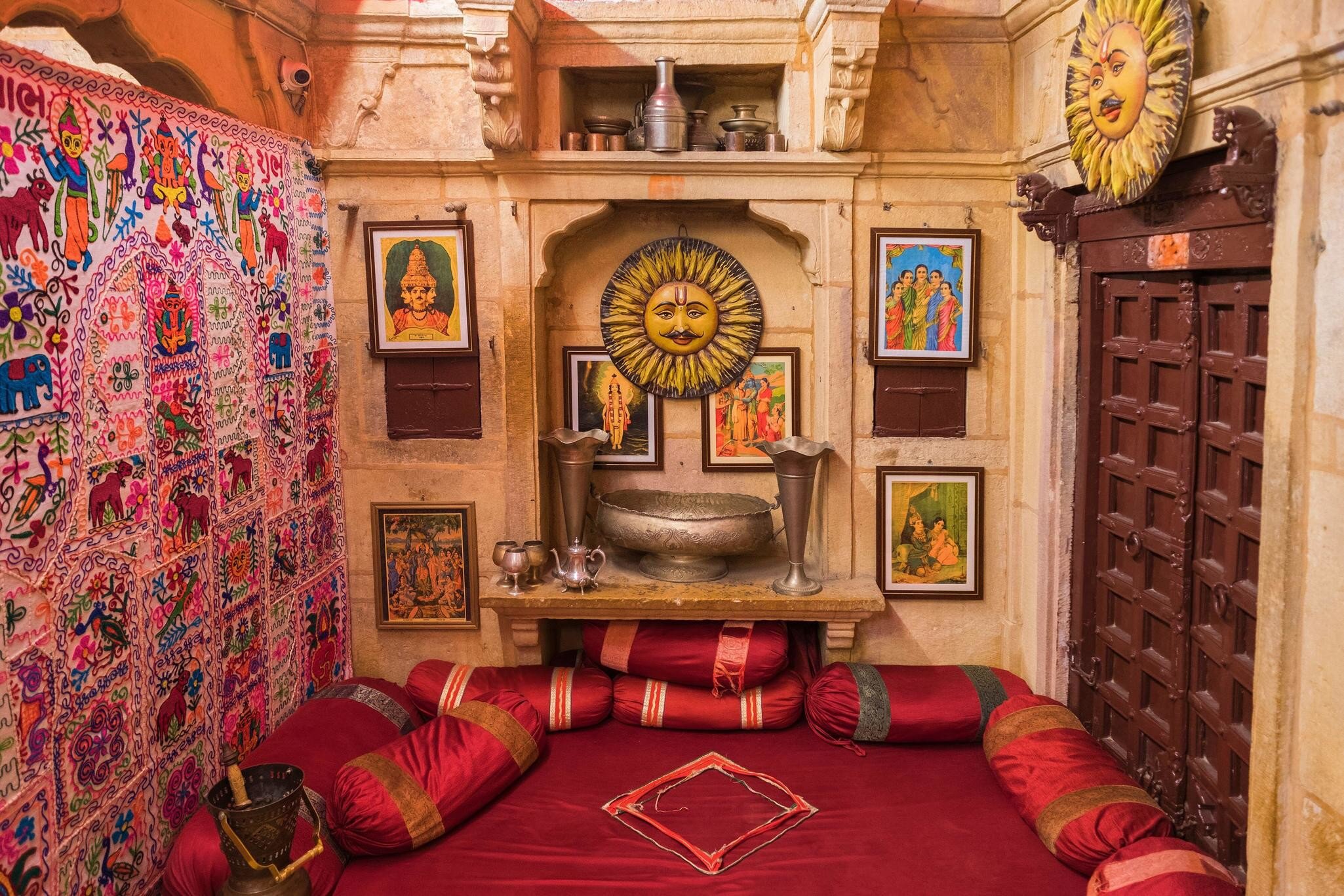 Interior of Baa Ri Haveli at Jaisalmer Fort, Rajasthan, India.
