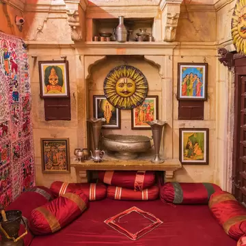 Interior of Baa Ri Haveli at Jaisalmer Fort, Rajasthan, India.