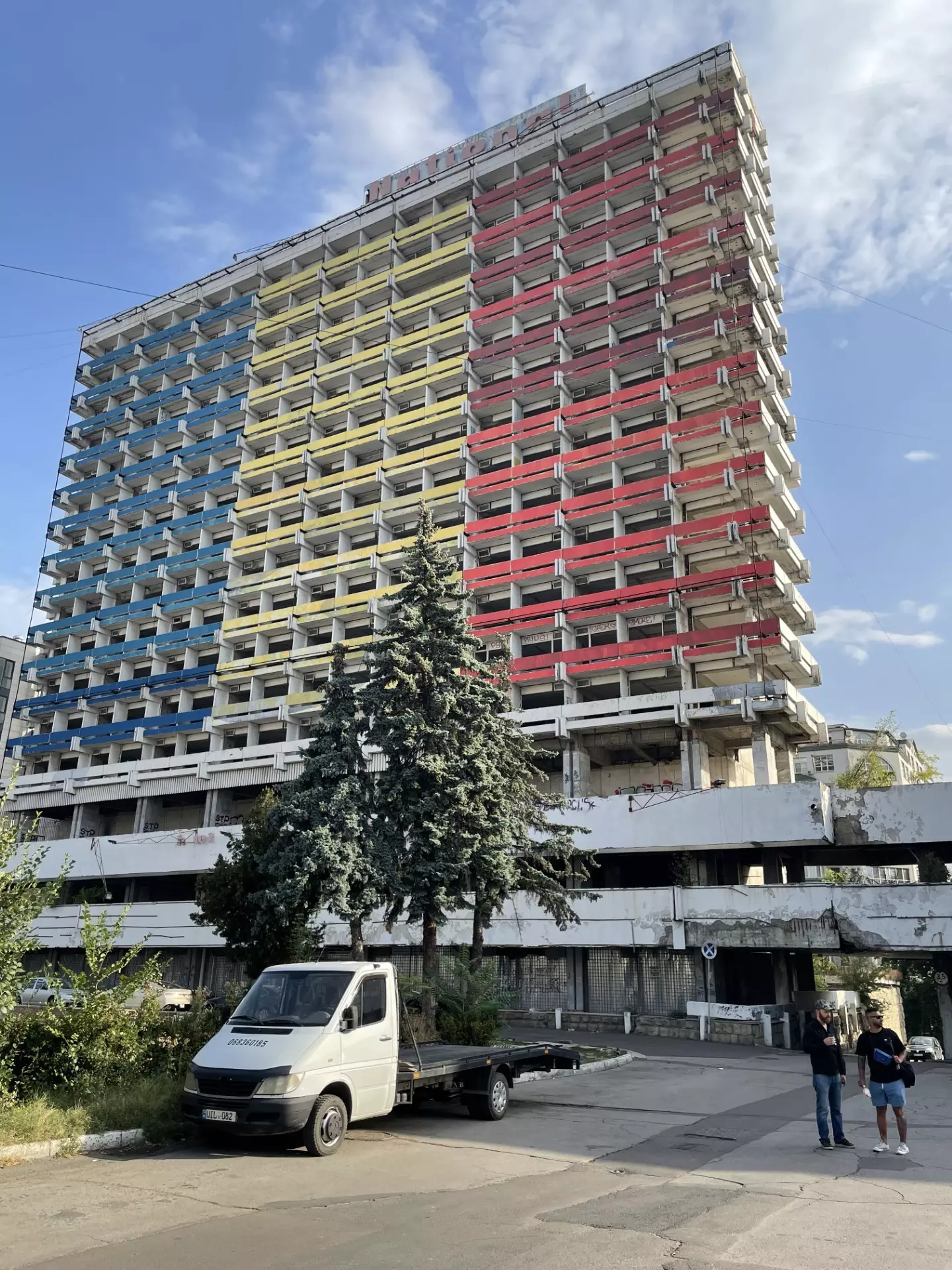 The abandoned 1970s Soviet era National Hotel building in Chisinau, Moldova