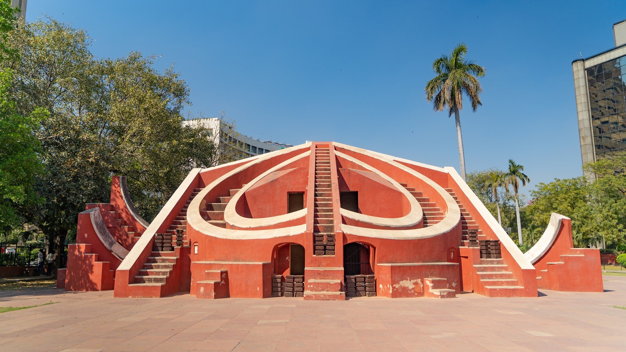 Exterior of Jantar Mantar located in New Delhi, India.