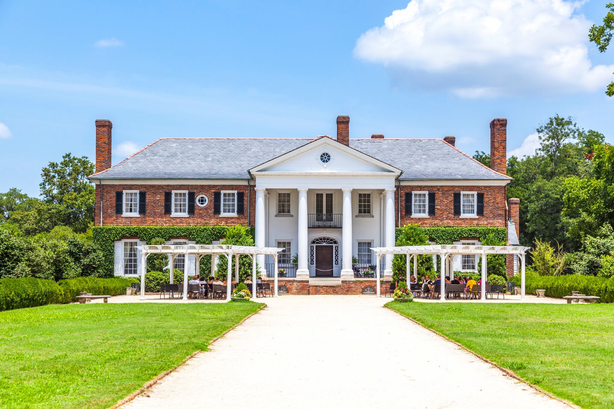 MOUNT PLEASANT, USA - JULY 21, 2010:  Boone Hall Plantation and Gardens in Mount Pleasant, USA. The House was built in 1933 in colonial revival style and is listed in the National Register of Historic places.