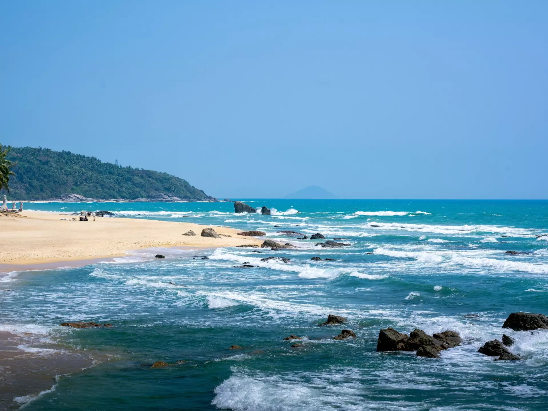Waves break on Riyue Bay on the island of Hainan, China. 