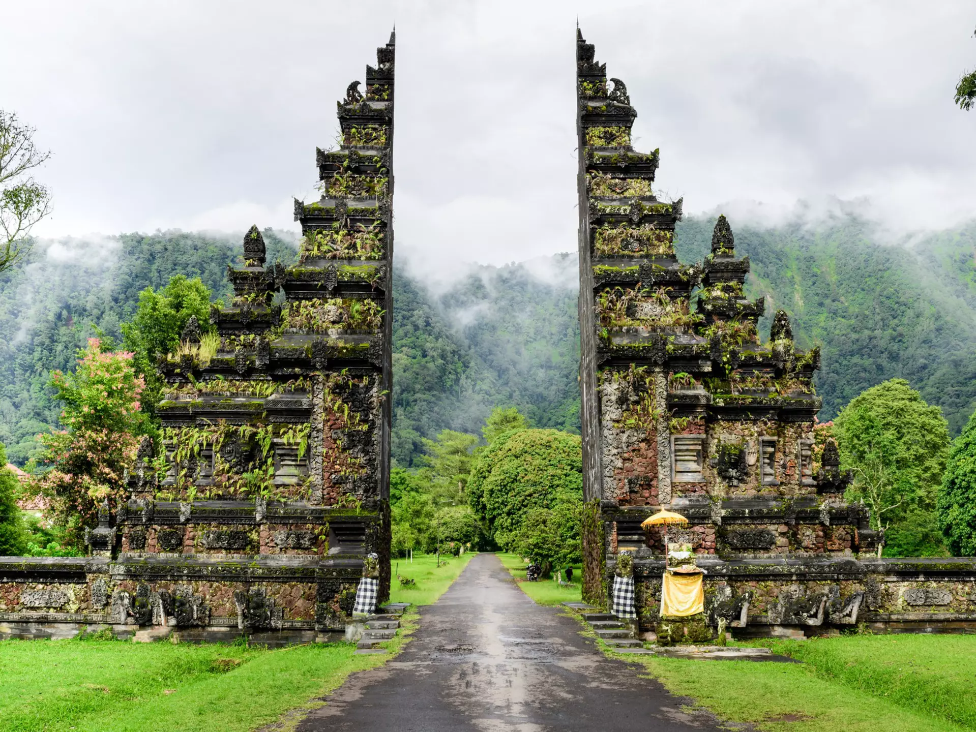 Mists on mountains in Bali rainy season.