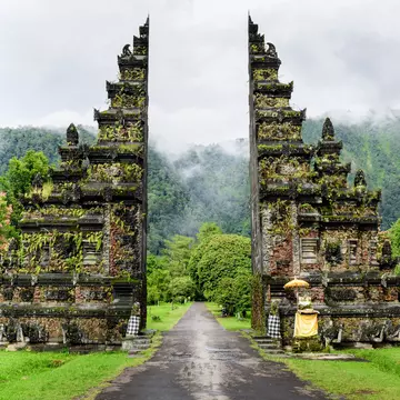 Mists on mountains in Bali rainy season.
