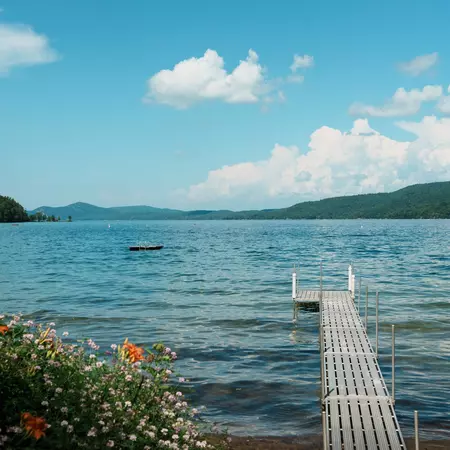A dock on Lake George in Silver Bay, New York