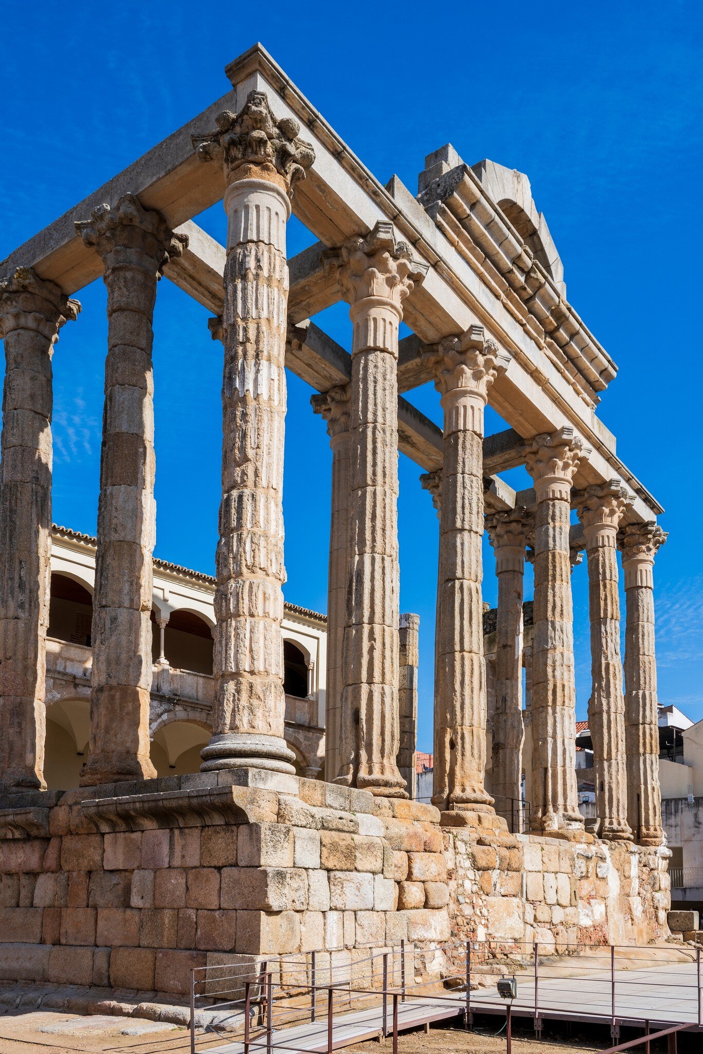 View of the Templo de Diana in Mérida, Spain.