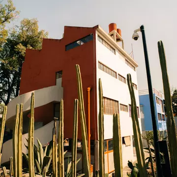 Mexico City, Mexico - 2019: House Studio Museum of Diego Rivera and Frida Kahlo, located in San Angel. Architect: Juan O'Gorman.