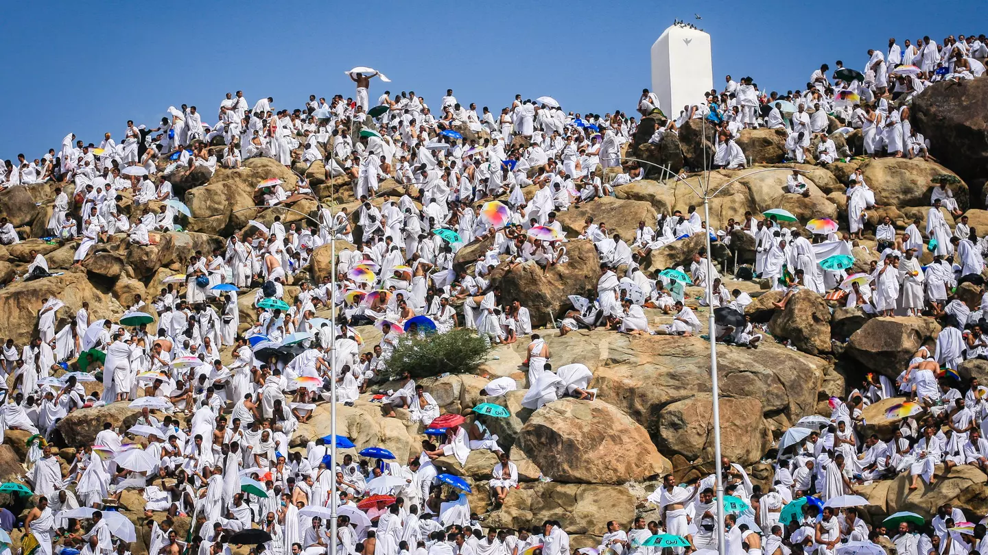 Muslims gather atop the mountain during the Day of Arafat as part of the rites of the Hajj Pilgrimage to Saudi Arabia