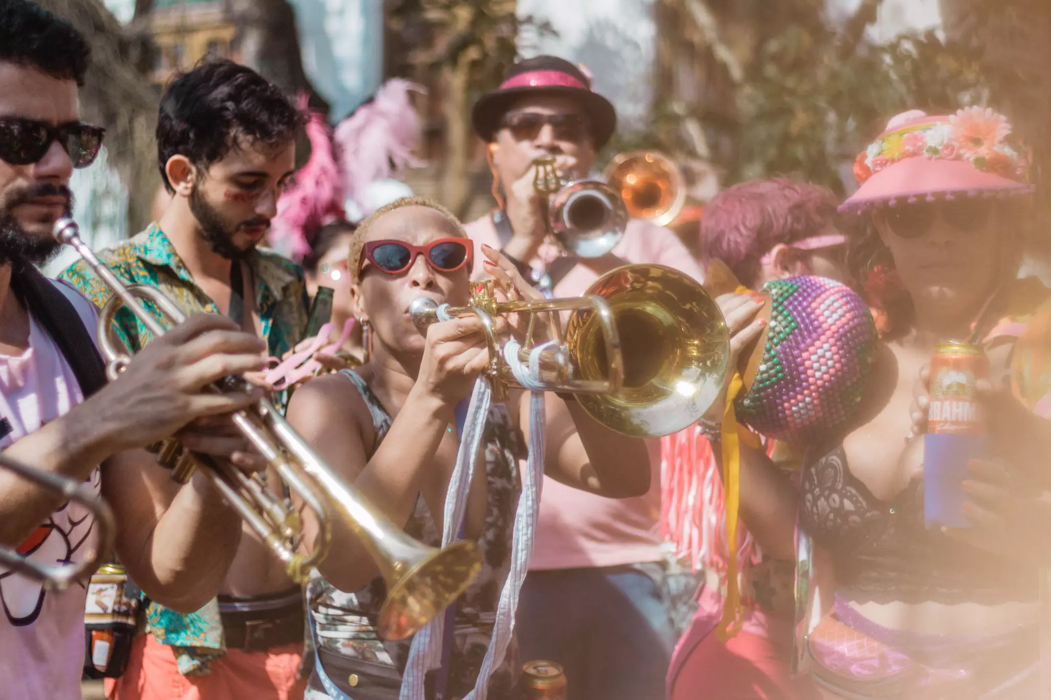 Musicians at a bloco in Brazil