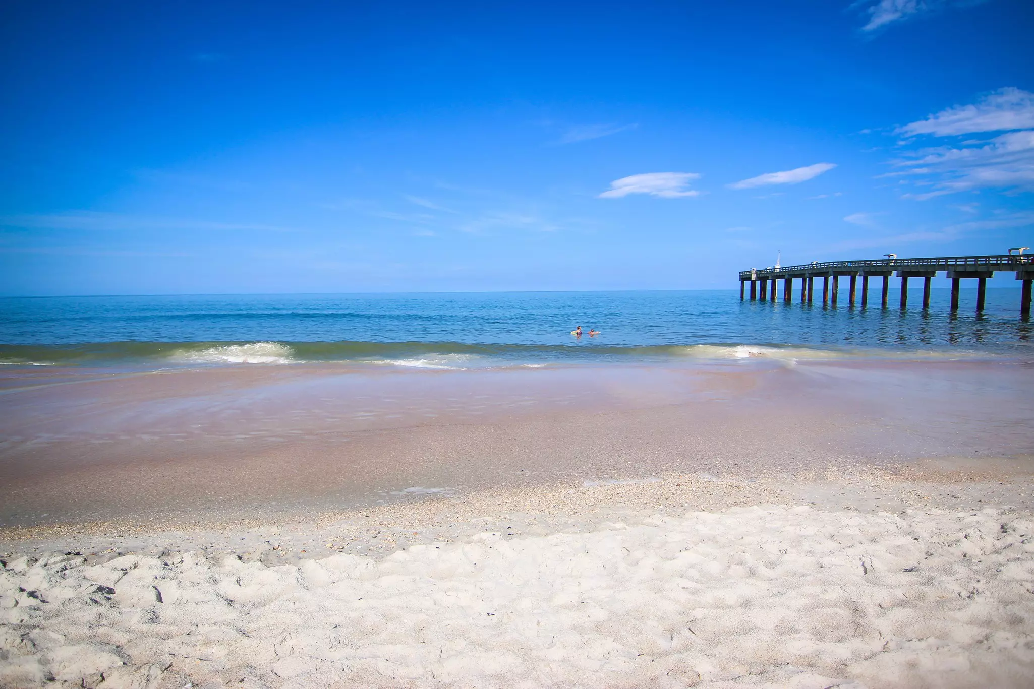 The St Augustine beach on a beautiful summer day.