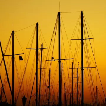 Silhouette of masts, Bodrum, Turkey