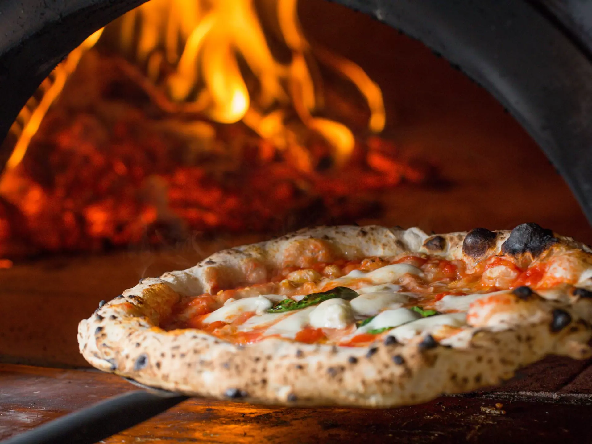 baked tasty margerita pizza near oven