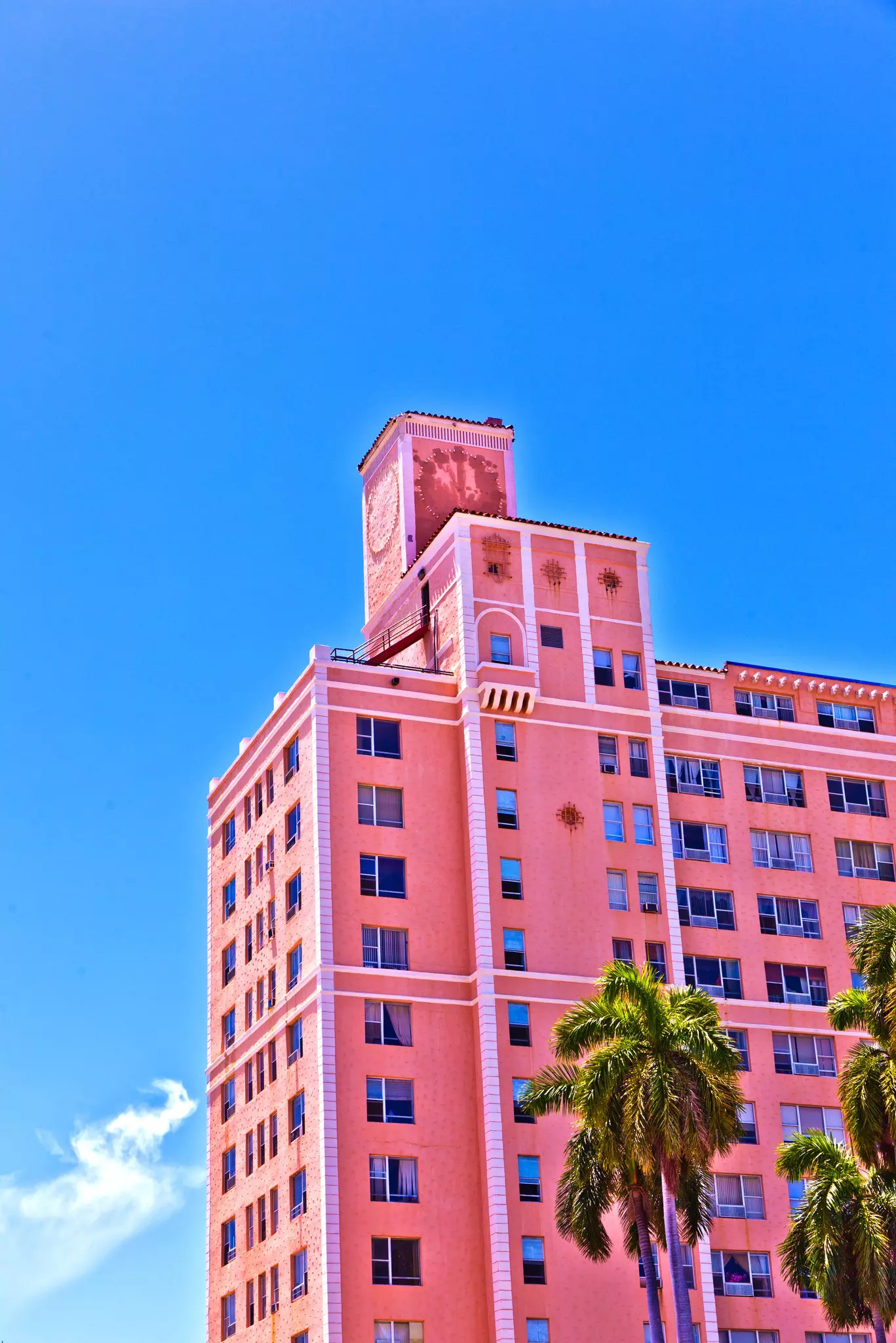 A midday view at Washington Avenue in Miami Beach, Florida. Art Deco architecture in South Beach is one of the main tourist attractions in Miami.