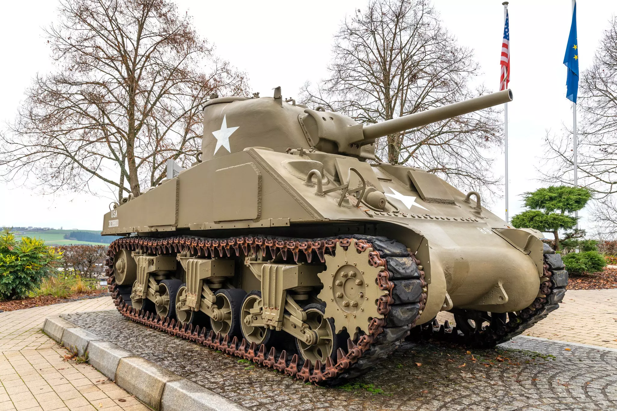 A restored American tank from WWIi near the town of Wiltz, Luxembourg.