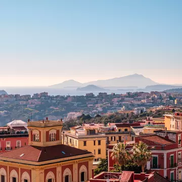 A skyline view of Naples, Italy. 